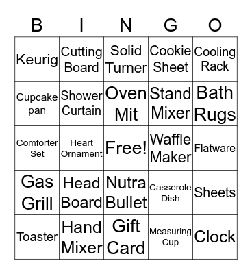 Bridal Shower Bingo Card