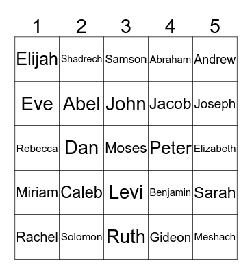 People in the Bible Bingo Card