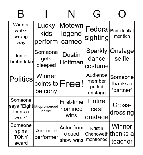 TONYS 2019 BINGOOOOO!!!! Bingo Card