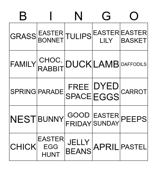 EASTER BINGO Card