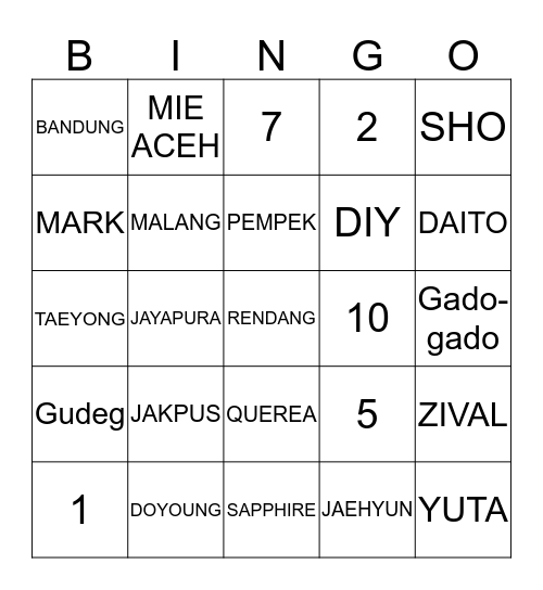 N A B I L Bingo Card