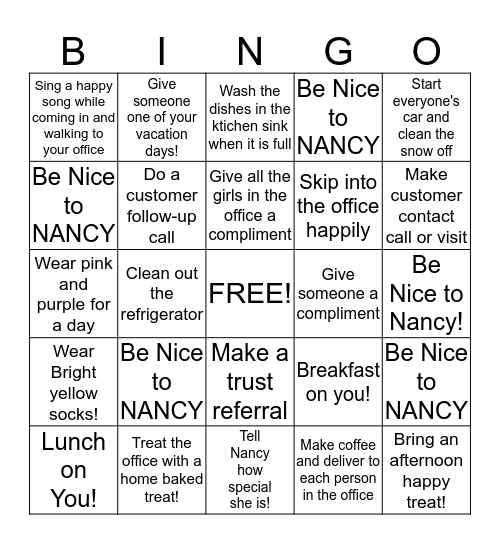 HAPPY OFFICE BINGO  Bingo Card