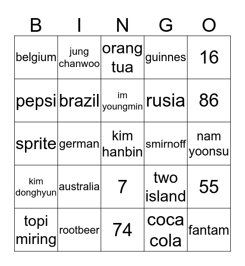 BINGO with SPILLERexe Bingo Card