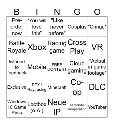 Microsoft Bingo Card