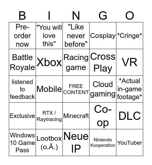 Microsoft Bingo Card