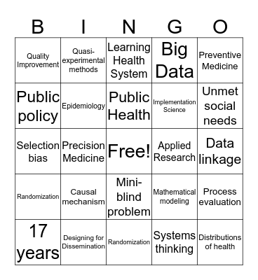 Population Health Bingo! Bingo Card