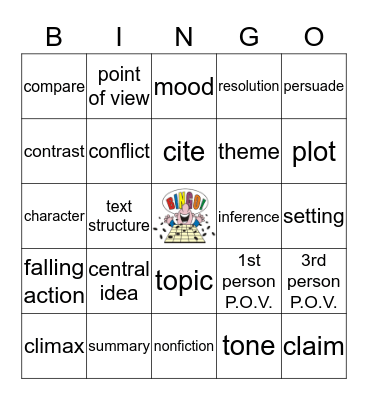 ELA Final Exam Review Bingo Card