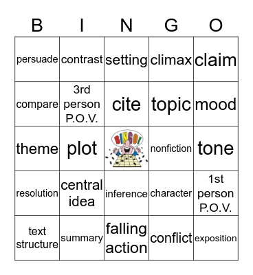 ELA Final Exam Review Bingo Card