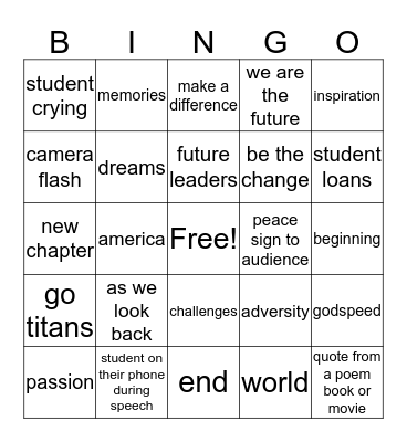 graduation bingo Card