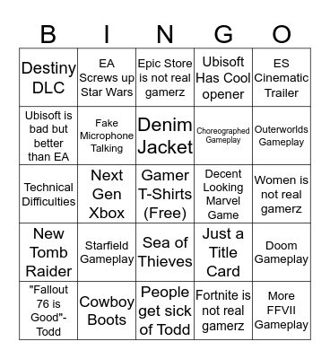 E3- 2019 Bingo Card