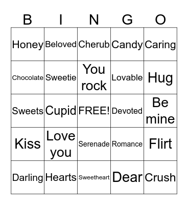 Valentine's bingo Card