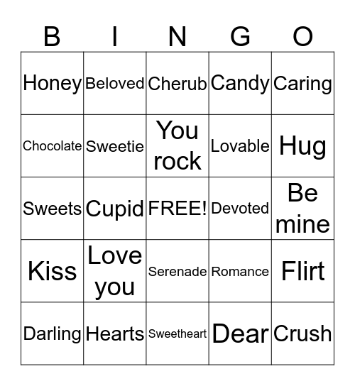 Valentine's bingo Card