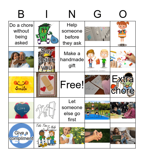 Kindness Bingo Card