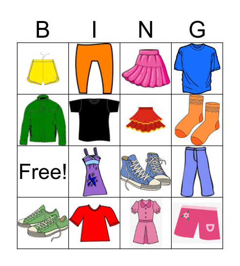 CLOTHES BINGO Card