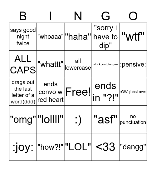 Talking with Cia BINGO Card