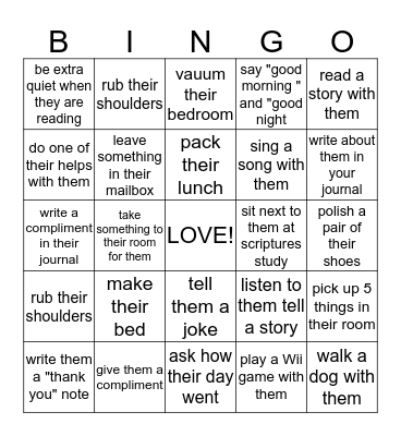 LOVE AT HOME Bingo Card