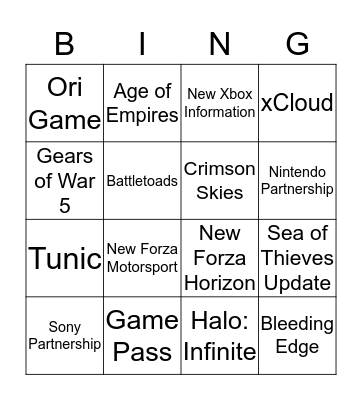 Microsoft Bingo Card