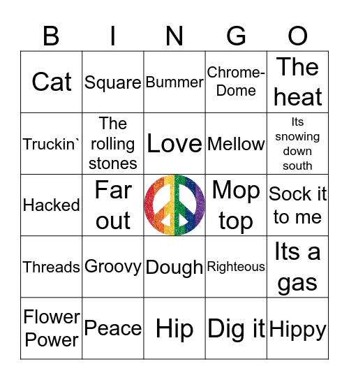 60`s bingo  Bingo Card