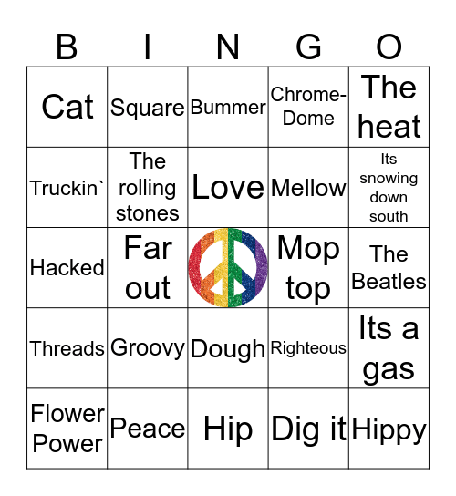 60`s bingo  Bingo Card