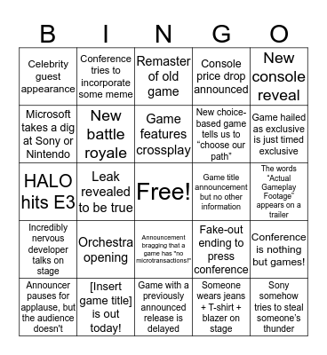 SRG E3 Bingo Card