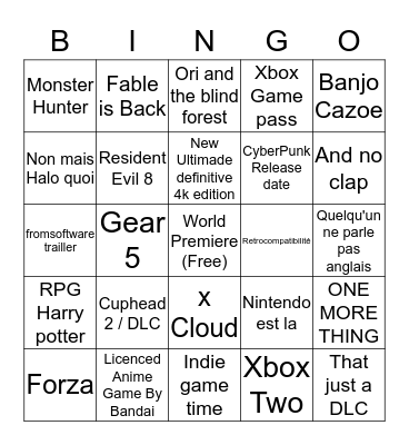 Microsoft Bingo Card