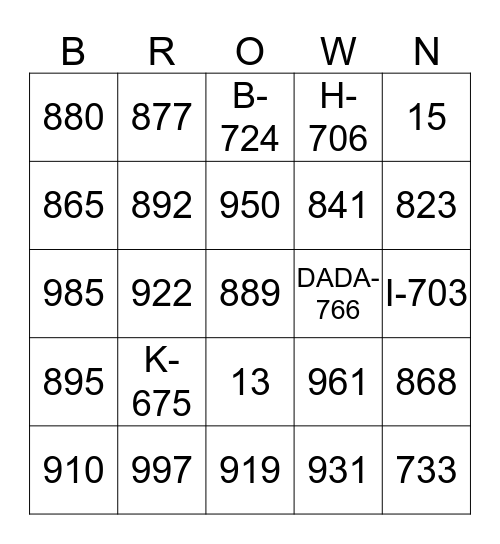 ICEE NAME BINGO Card