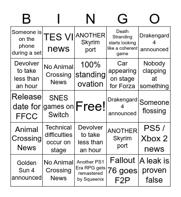 PokéCommunity E3 Bingo Card