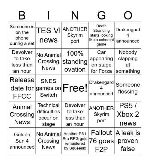 PokéCommunity E3 Bingo Card