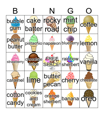 ICE CREAM BINGO Card