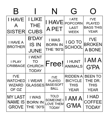 ZENO'S Bingo Card