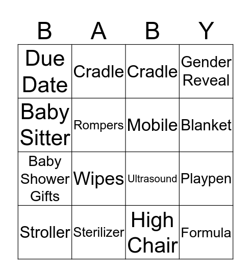 BUNDLES BOSS BABY SHOWER Bingo Card