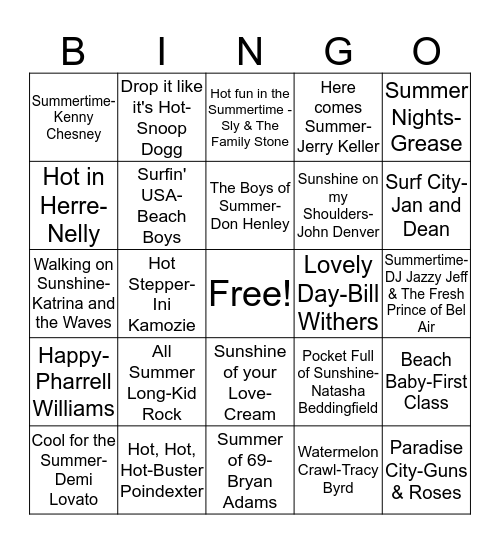 BB44 SUMMER! Bingo Card