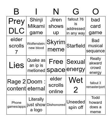 bethany esda 2019 e3 conference  Bingo Card