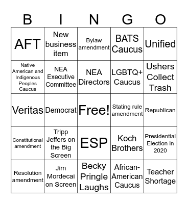 NEA-RA Bingo Card
