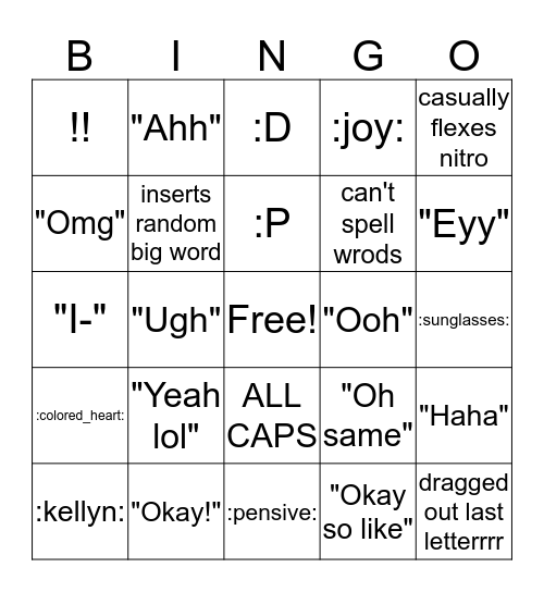 Talking with Exyss BINGO Card