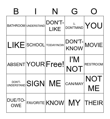 BARR MASTER ASL 1 PG 29-30 Bingo Card