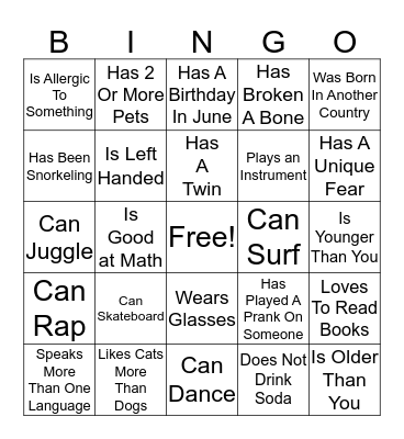 Find Someone Who... Bingo Card