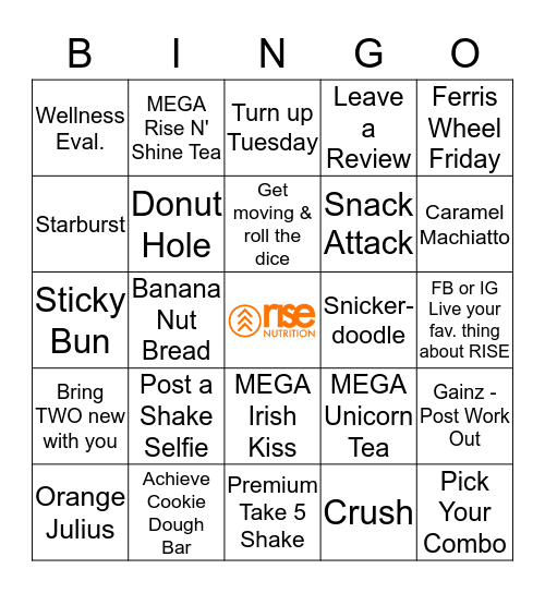 RISE Bingo Card