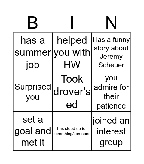 Find Someone Who... Bingo Card