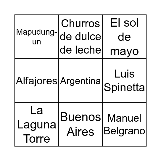 Argentina Bingo Card