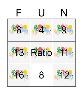 Summer Ratio Bingo Card
