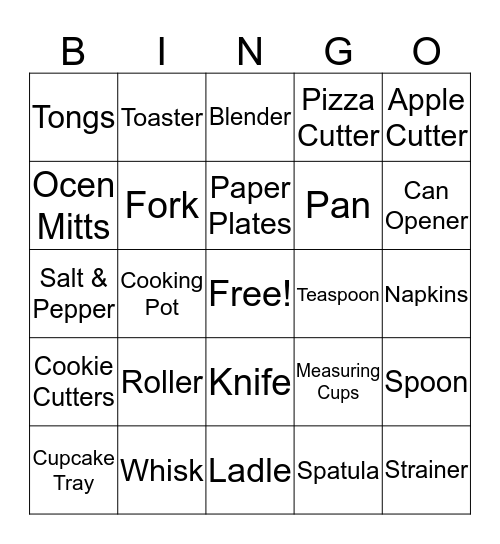 Kitchen Bingo! Bingo Card