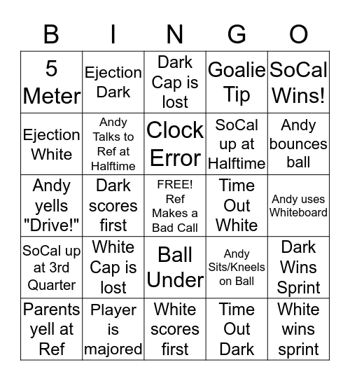 Waterpolo Bingo Card