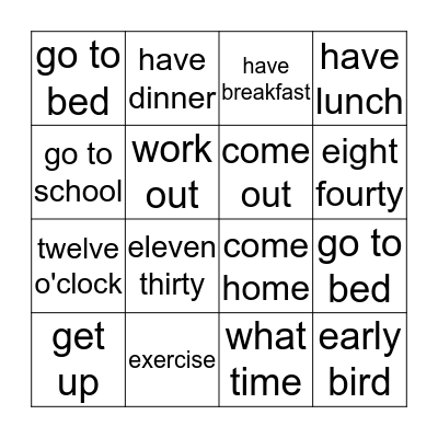 I Get Up at Five Bingo Card