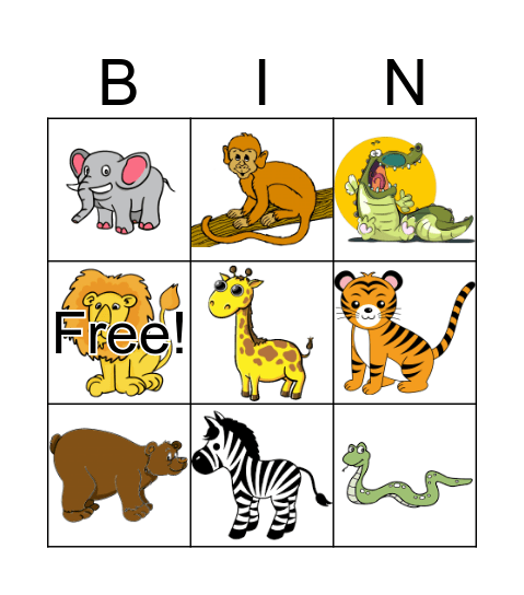 Zoologico Bingo Card