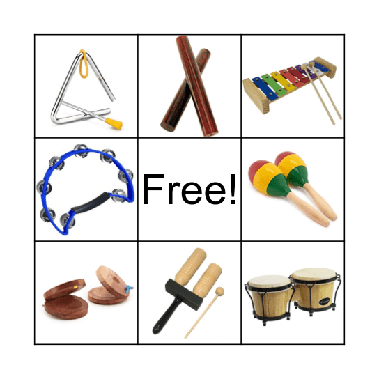 percusion instruments Bingo Card
