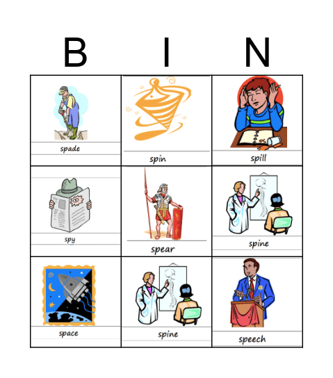 Sp words Bingo Card