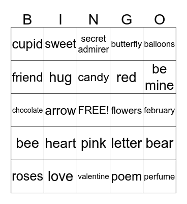 valentines bingo Card