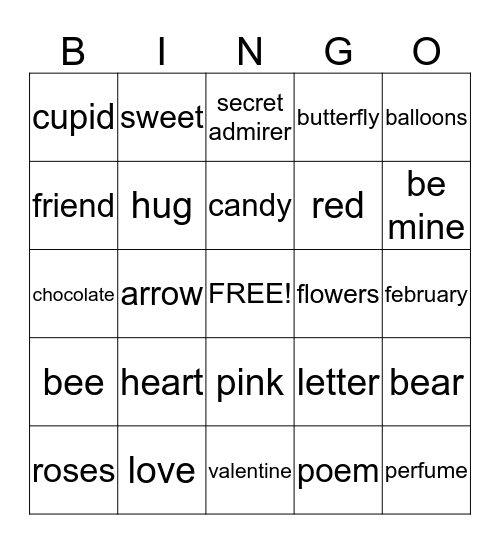 valentines bingo Card