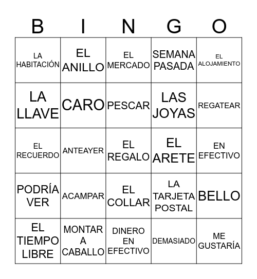 U1L2 Bingo Card